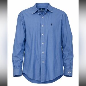 Ralph Lauren Yarmouth 100% Cotton Pinpoint Oxford Blue Dress Shirt Neck 15 1/2